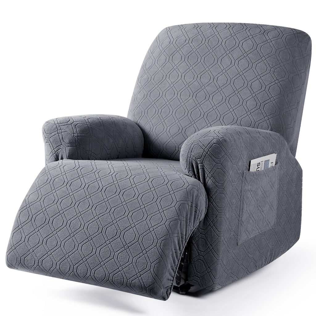 3-Pieces Stretch Recliner Chair Cover Furniture Protector (Dark Gray)
