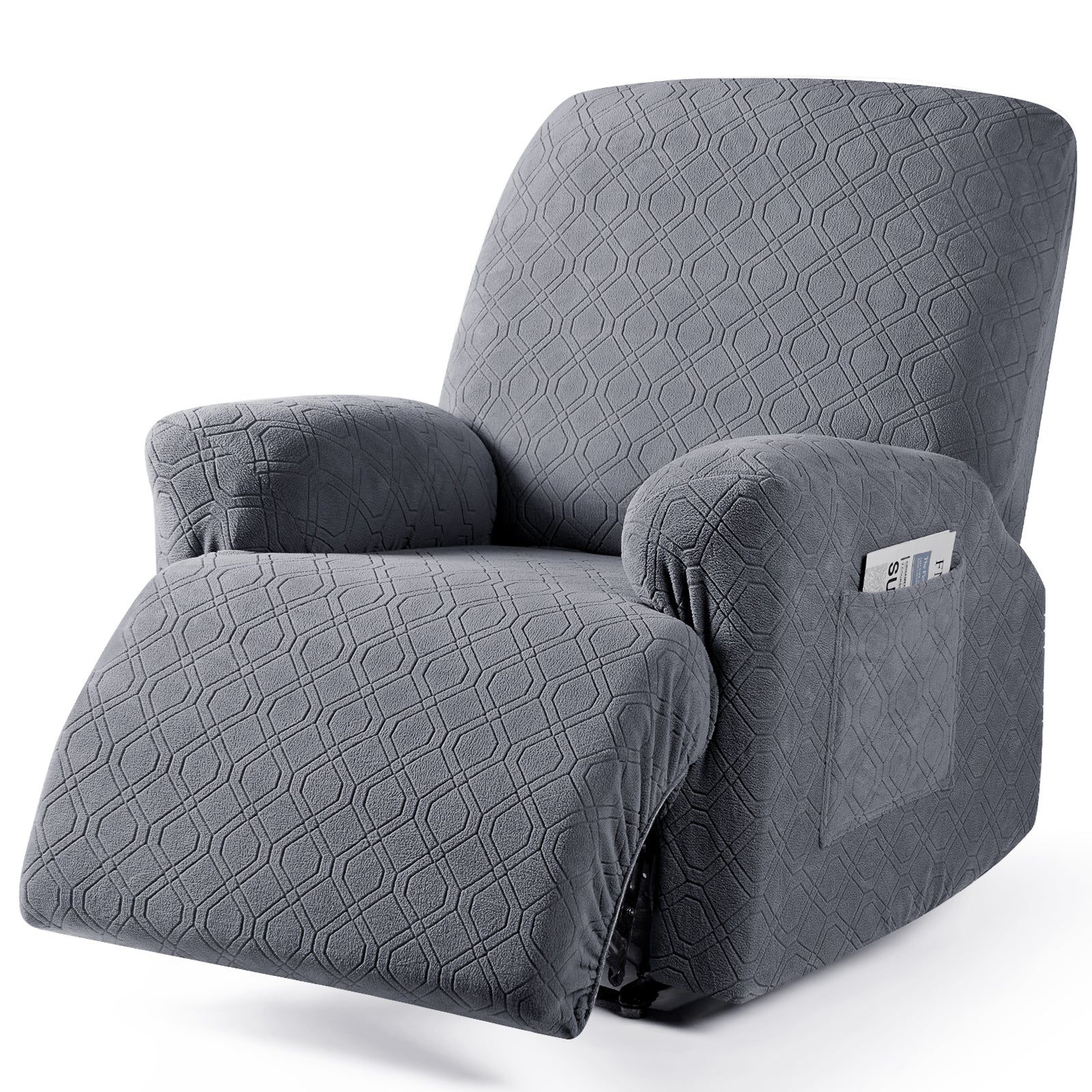 3-Pieces Stretch Recliner Chair Cover Furniture Protector (Dark Gray)