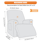 3-Pieces Stretch Recliner Chair Cover Furniture Protector (Dark Gray)