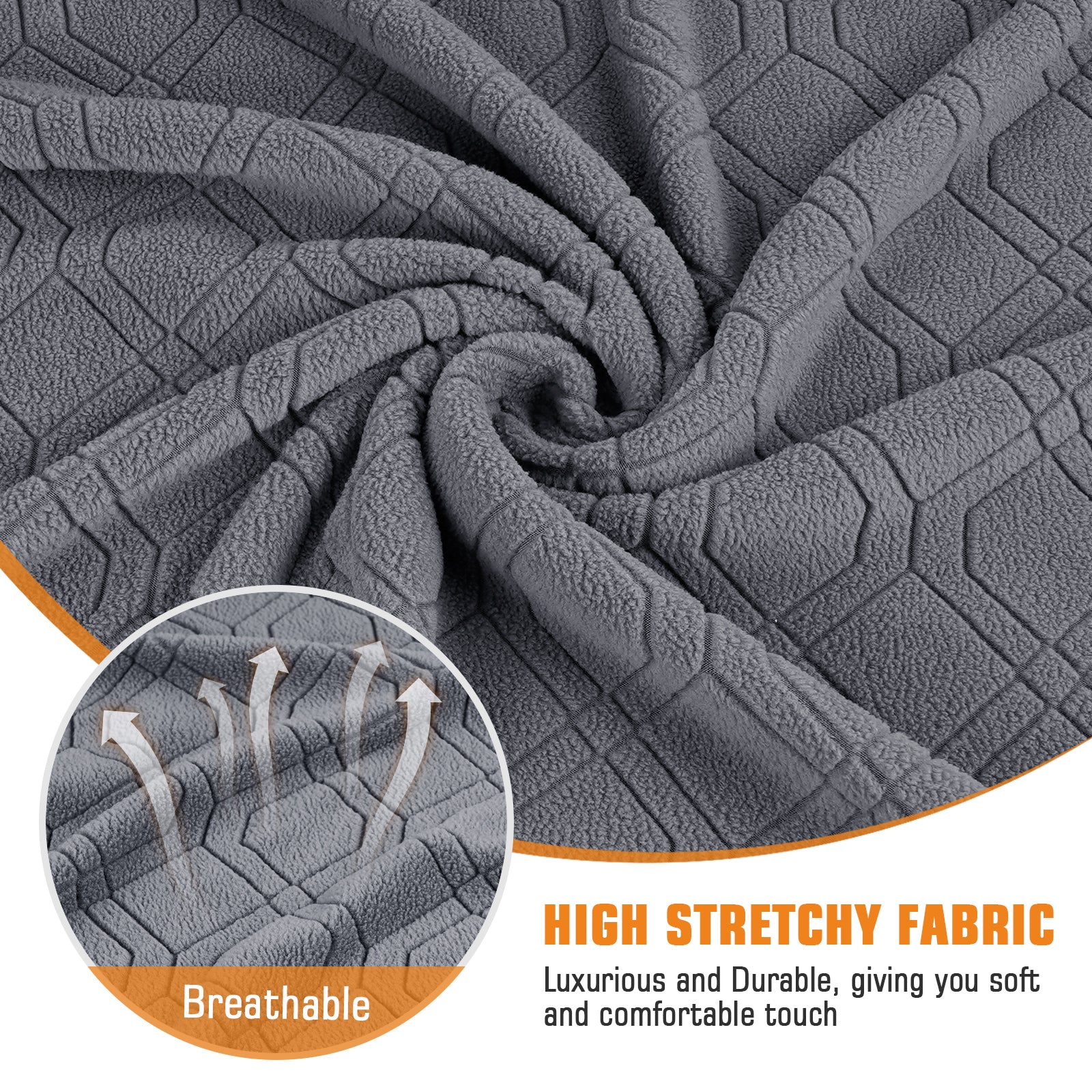 3-Pieces Stretch Recliner Chair Cover Furniture Protector (Dark Gray)