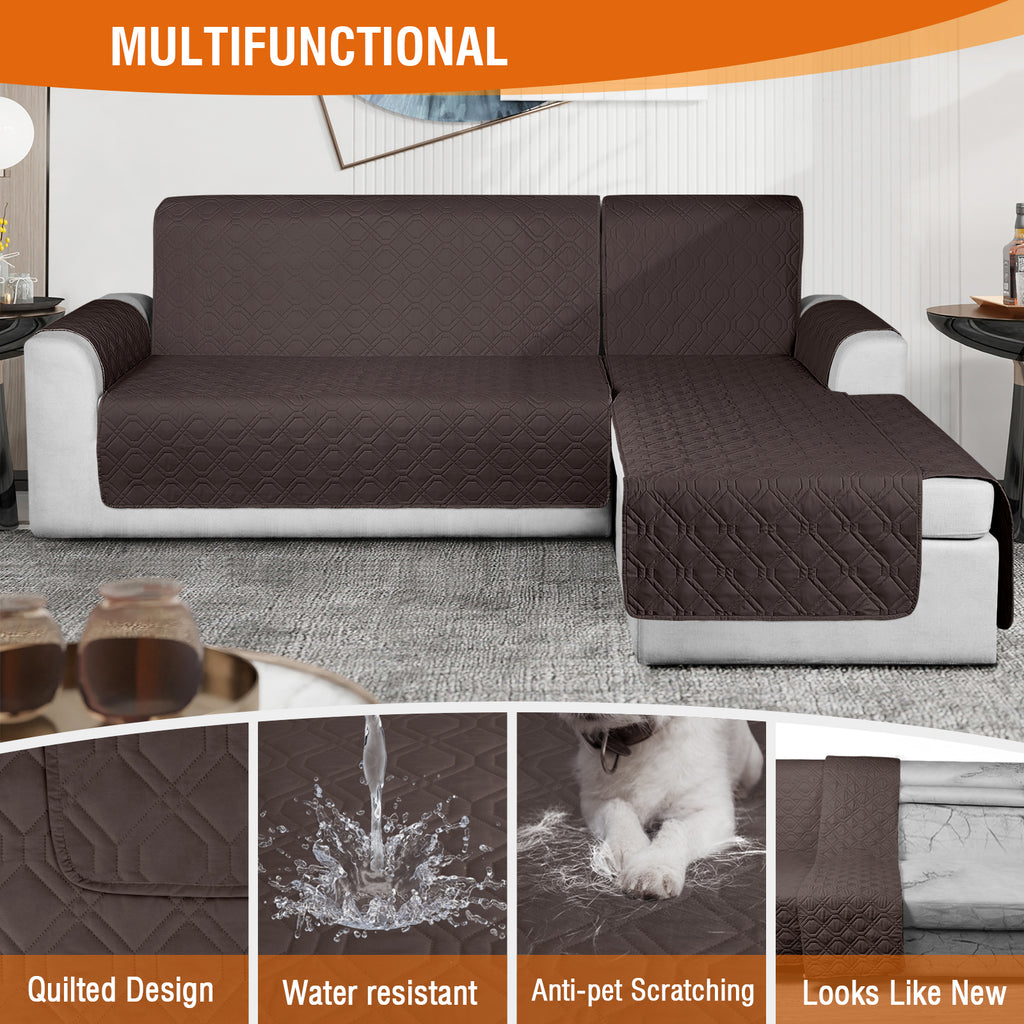 100% Waterproof Sectional Couch Cover with Non-Slip Design (chocolate, 3-Piece Set)