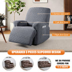 3-Pieces Stretch Recliner Chair Cover Furniture Protector (Dark Gray)