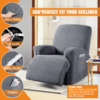 3-Pieces Stretch Recliner Chair Cover Furniture Protector (Dark Gray)