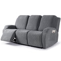 3-Pieces Stretch Reclining Sofa Cover with Pockets (Dark Gray)