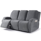 3-Pieces Stretch Reclining Sofa Cover with Pockets (Dark Gray)