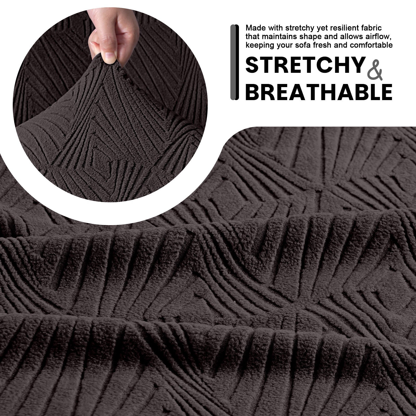 6-Pieces Stretch Dual Recliner Loveseat Cover with Elastic Bottom (Chocolate)