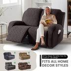 6-Pieces Stretch Dual Recliner Loveseat Cover with Elastic Bottom (Chocolate)