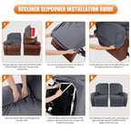 2-Pieces Stretch Reclining Loveseat Cover with Pockets (Dark Gray)