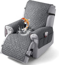 VANSOFY 100% Waterproof Recliner Chair Cover, Recliner Cover with Non-Slip Granule, Washable Reclining Chair with Pocket Furniture Protector for Kids, Pets(Dark Gray, 23")
